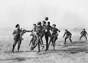 Armistice Day football match at Dale Barracks between german soldiers and Royal Welsh fusiliers to remember the famous Christmas Day truce between germany and Britain PCH